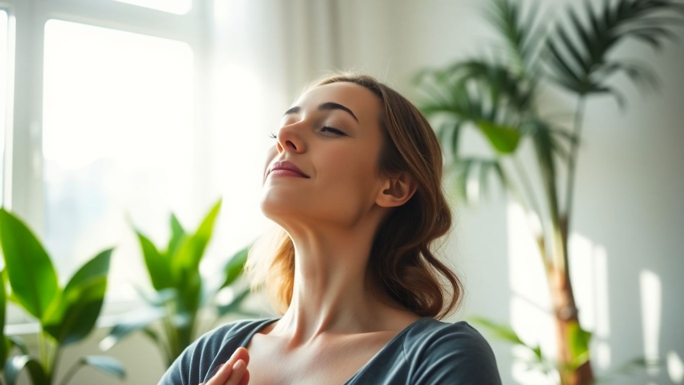 Woman meditating peacefully in a yoga pose.