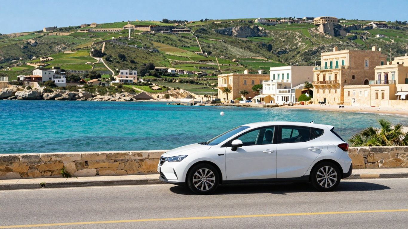 Malta car hire on a scenic coastal road.
