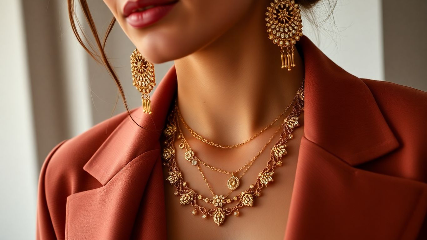 Influenceuse portant des bijoux en or.