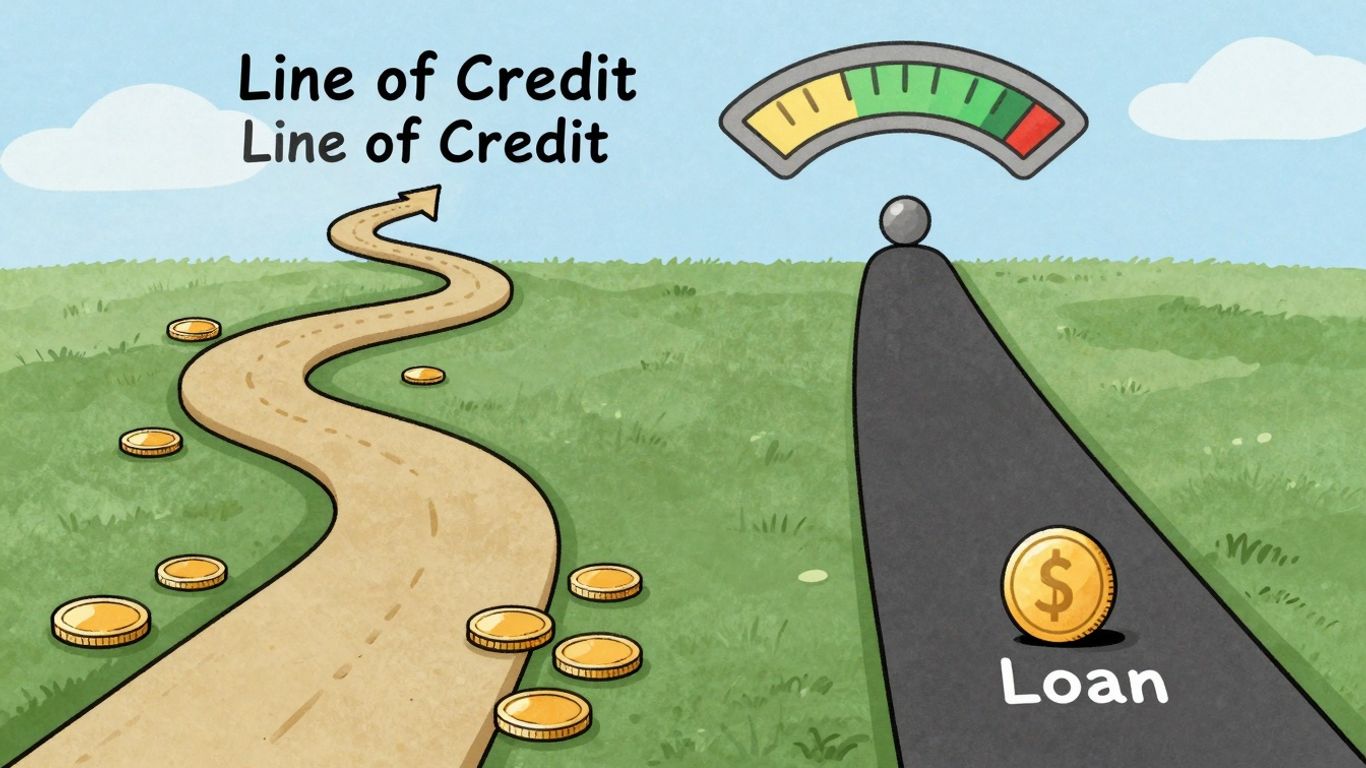 Line of credit and loan paths leading to credit score.