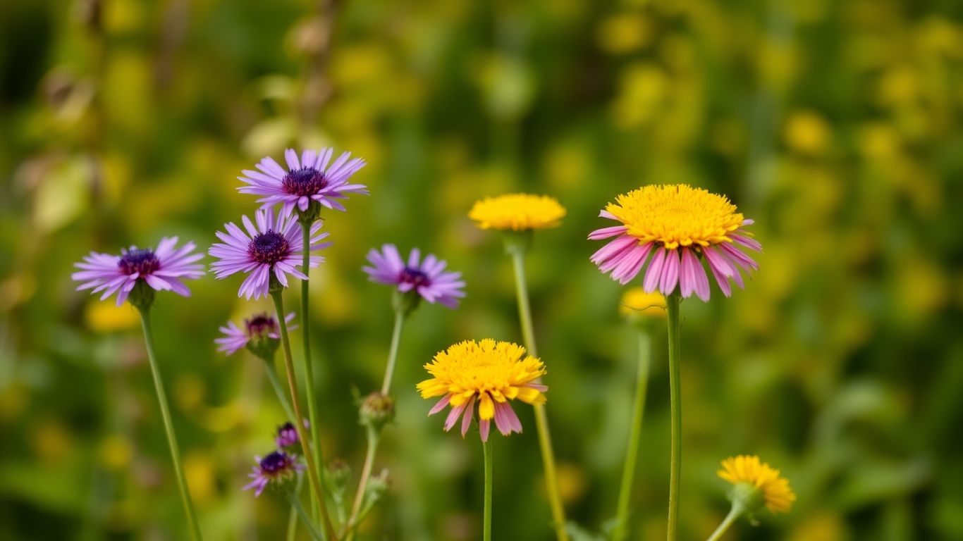 Spätblühende Pflanzen im Herbstlicht