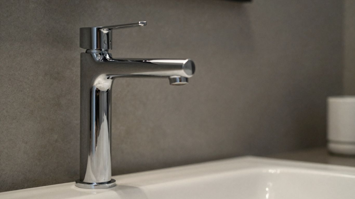 Kohler Purist single-hole bathroom faucet, chrome finish.
