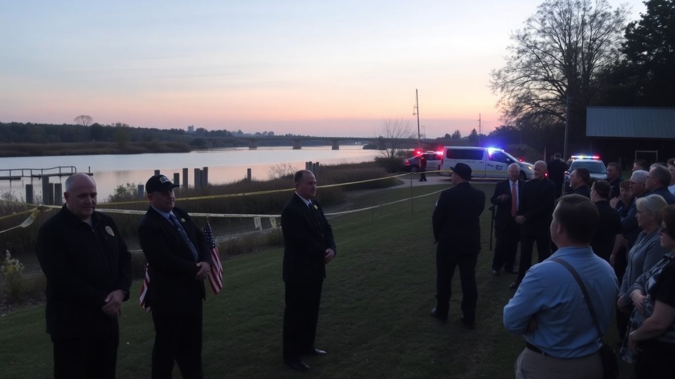 Scène policière le long d'une rivière à Plaisance, France.