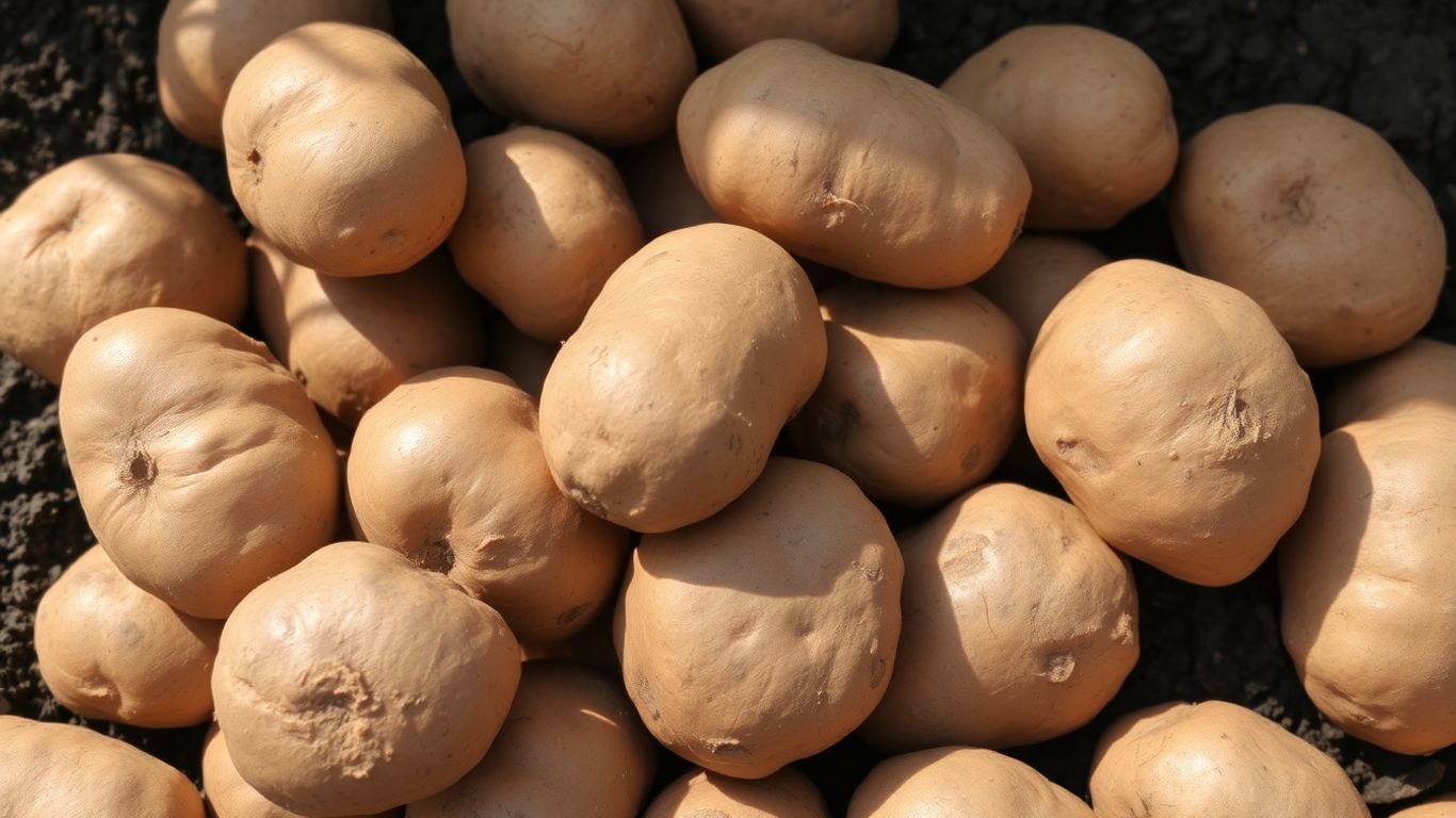 Biologische Agria aardappelen op aarde