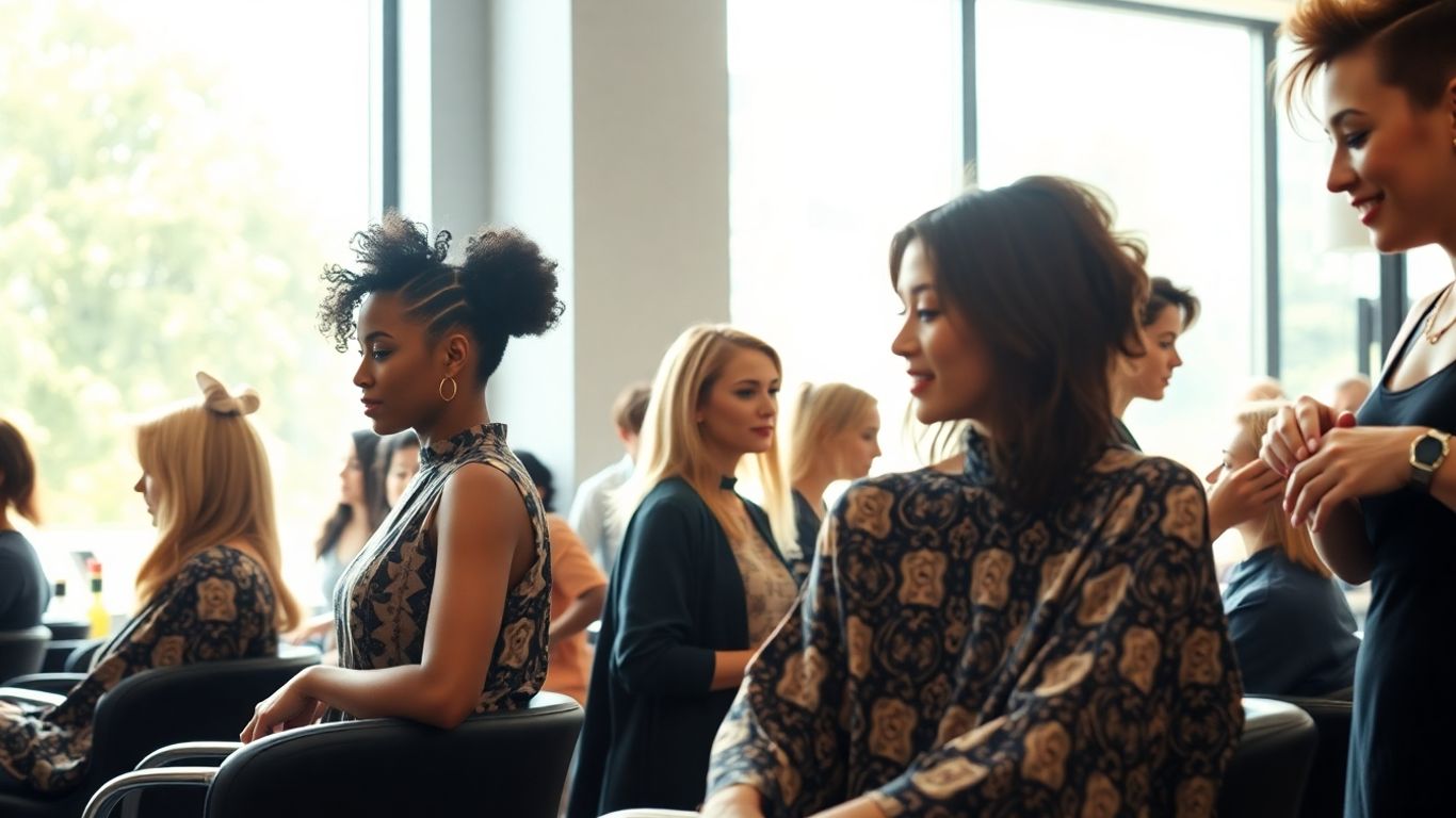 Hairdressers styling clients in a modern Australian salon.