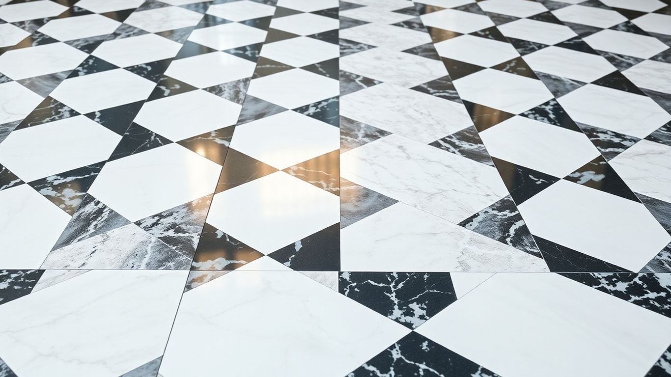 White onyx marble checkerboard floor pattern