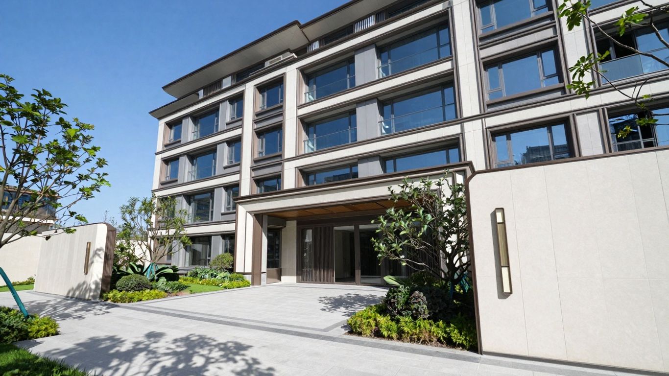 Exclusive residential enclave with modern architecture and landscaping.