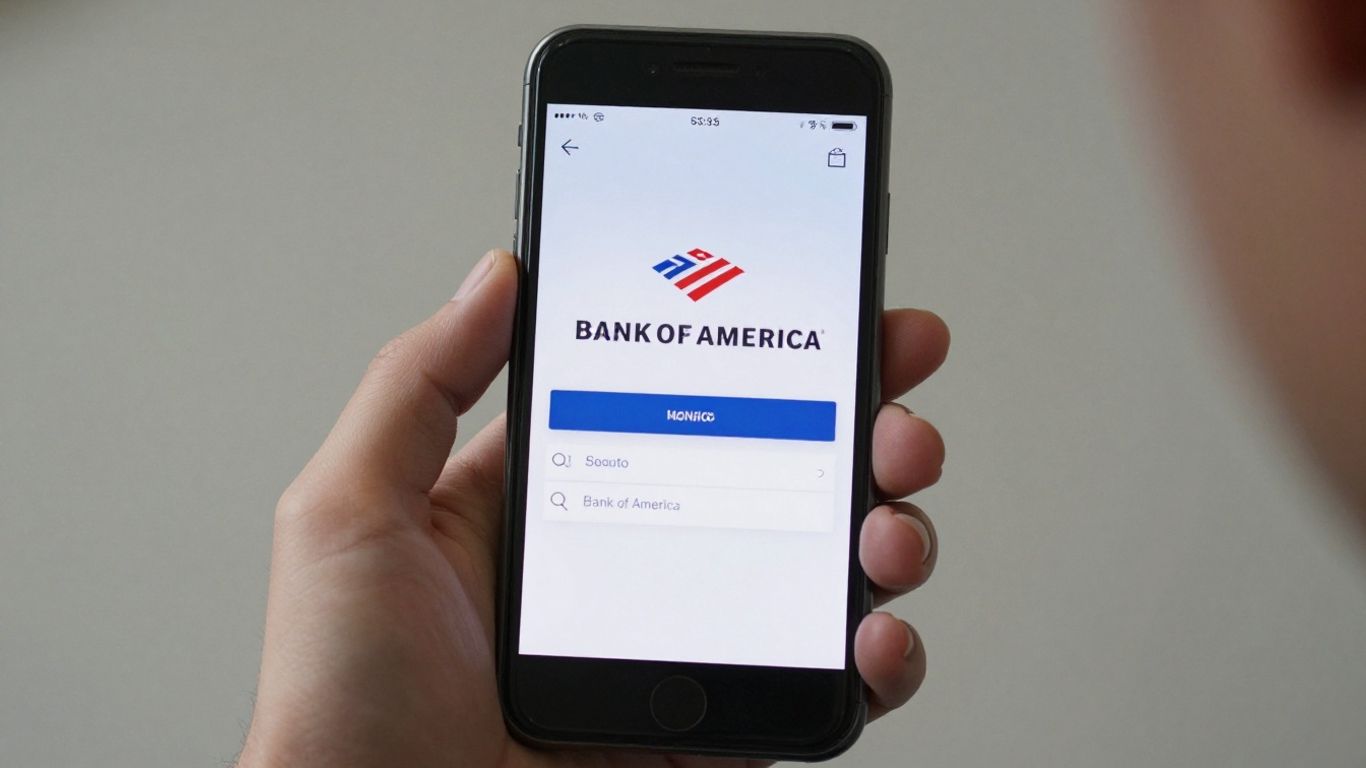 Bank of America login screen on a smartphone.