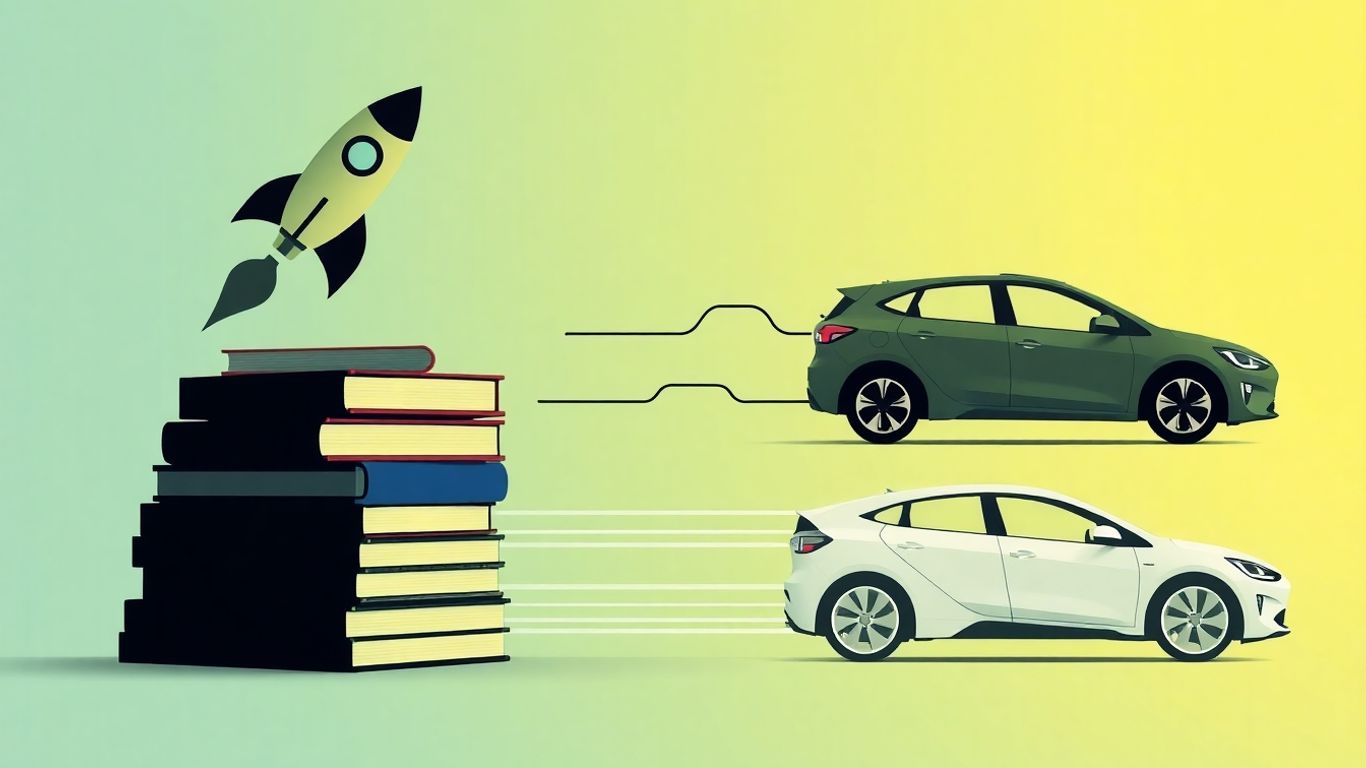 Edtech and EV concepts merging in a vibrant visual.
