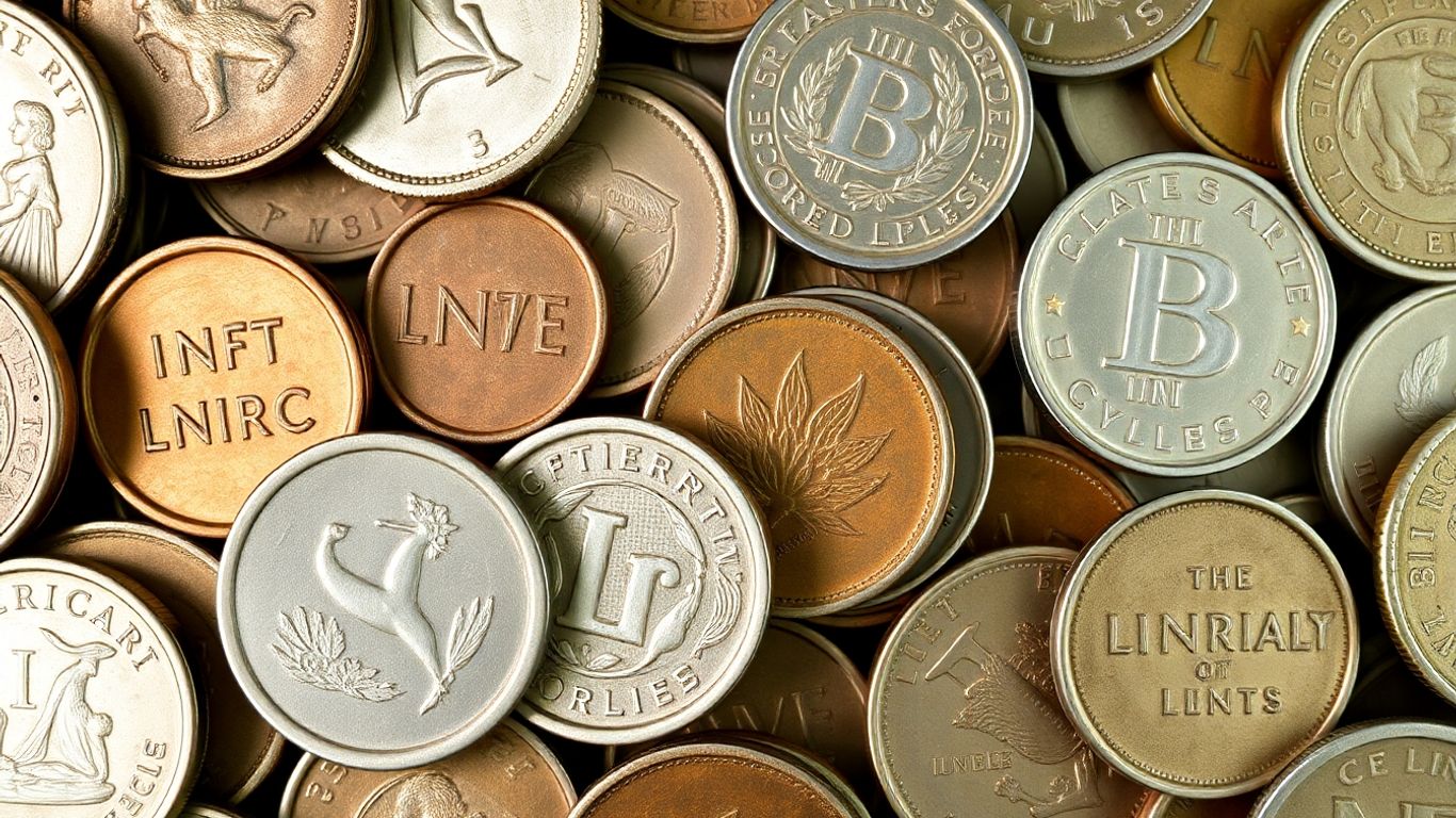 Close-up of coins showing different wear and detail.