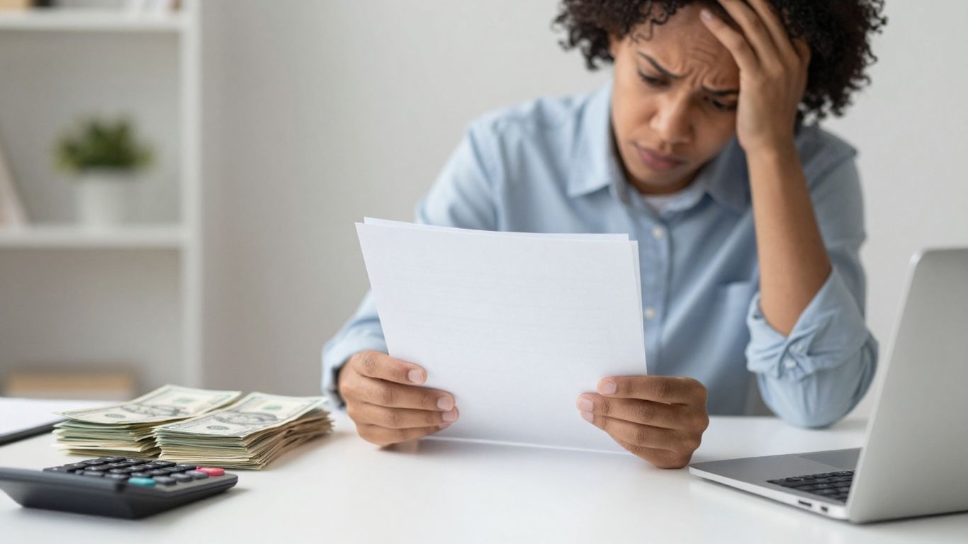 Person worried about bills and finances.