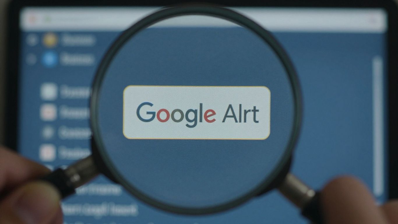 Loupe sur écran avec alerte Google
