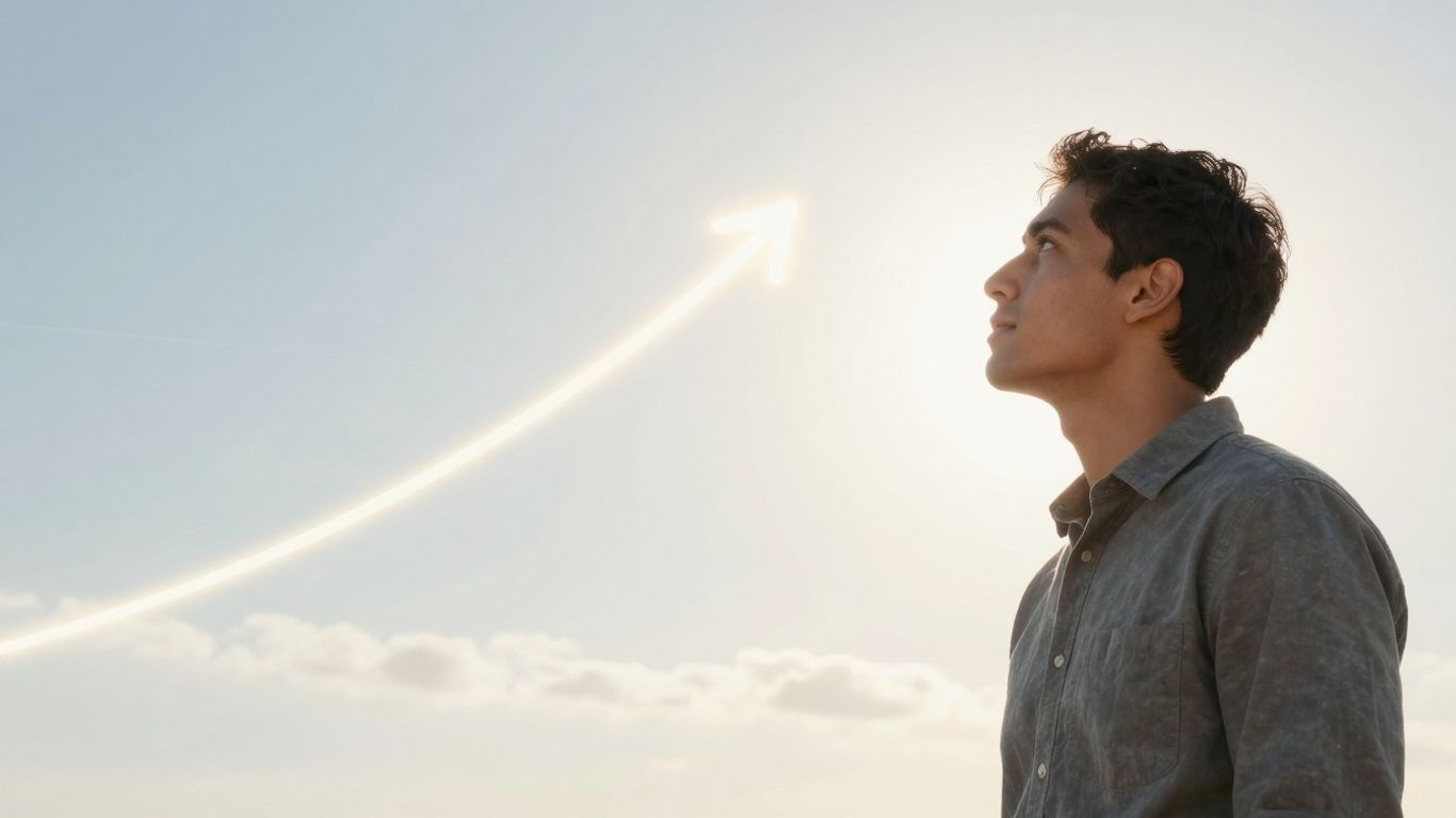 Person looking towards a bright, hopeful future.