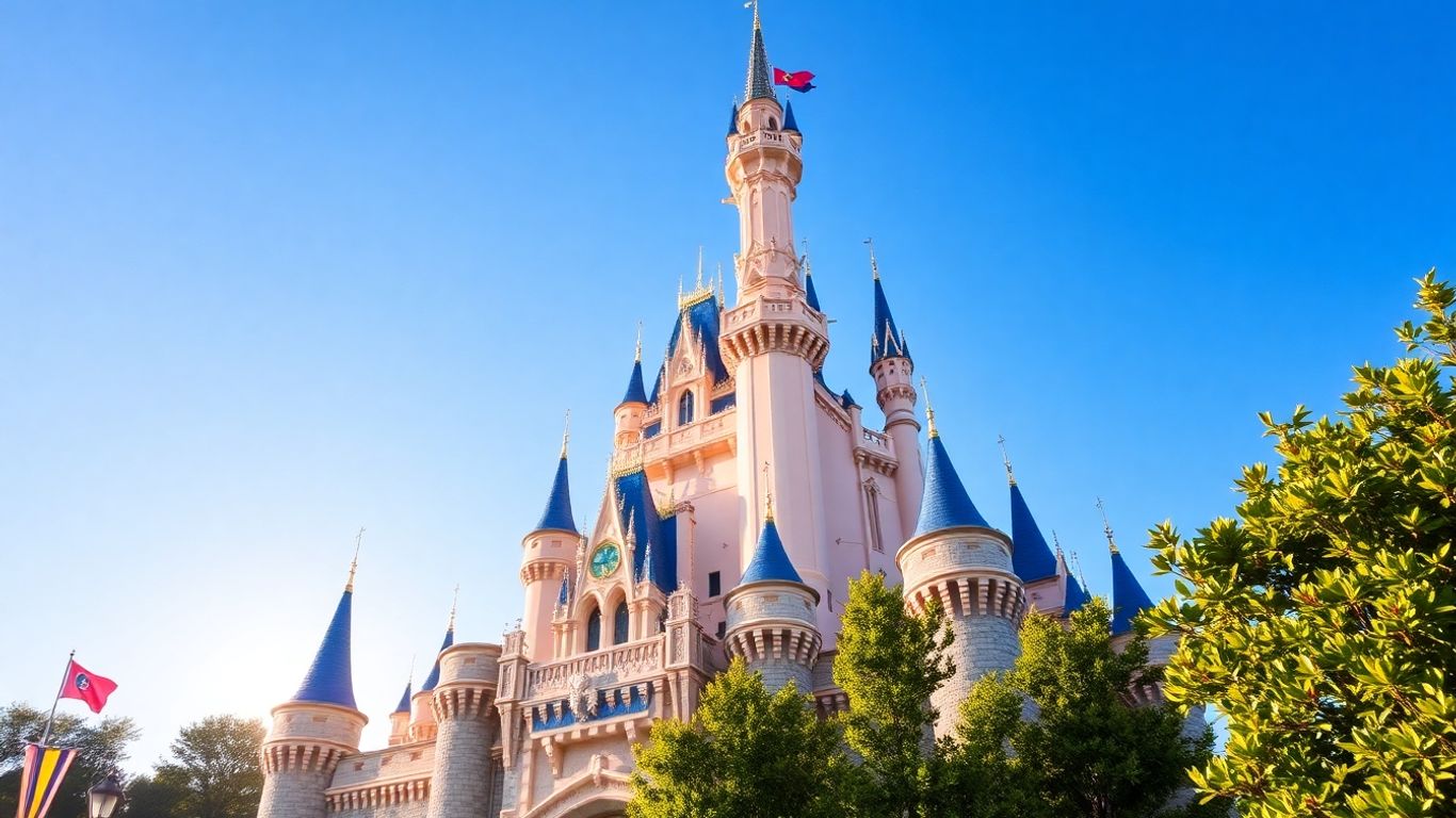 Zamek z Disneyland Paris w słoneczny dzień