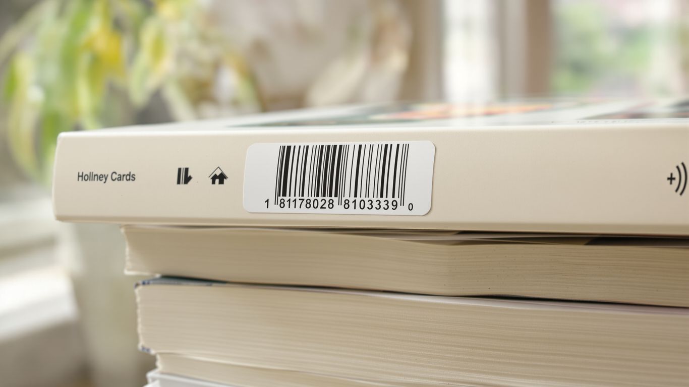 Book spine with barcode pattern