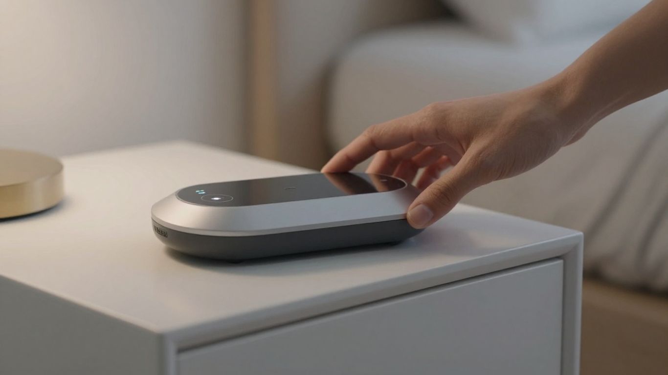 Portable PEMF machine in a home wellness setting.