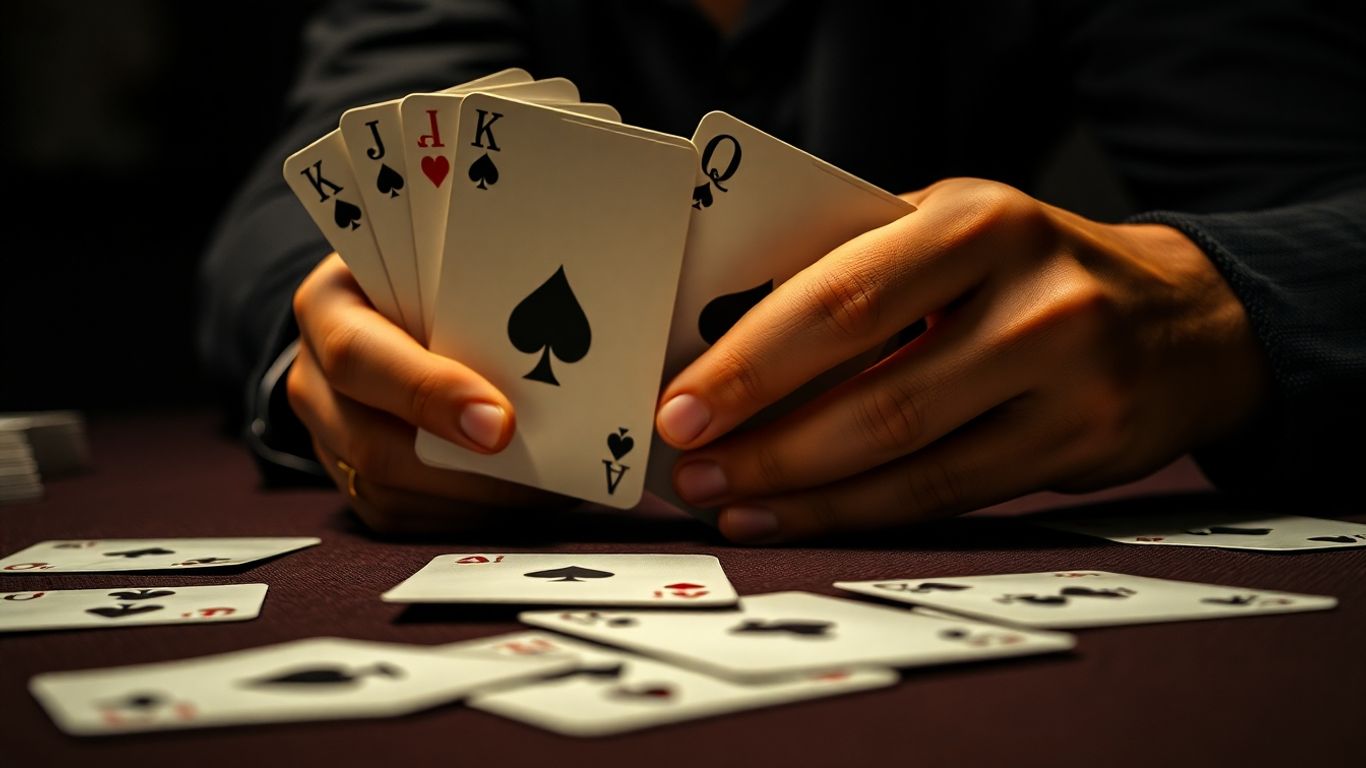 Hands playing Spades card game