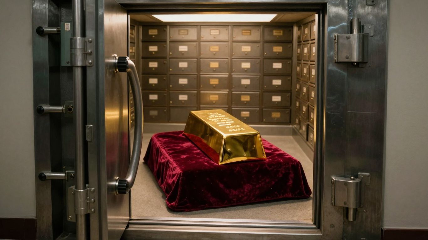 Coffre-fort bancaire avec une barre d'or.