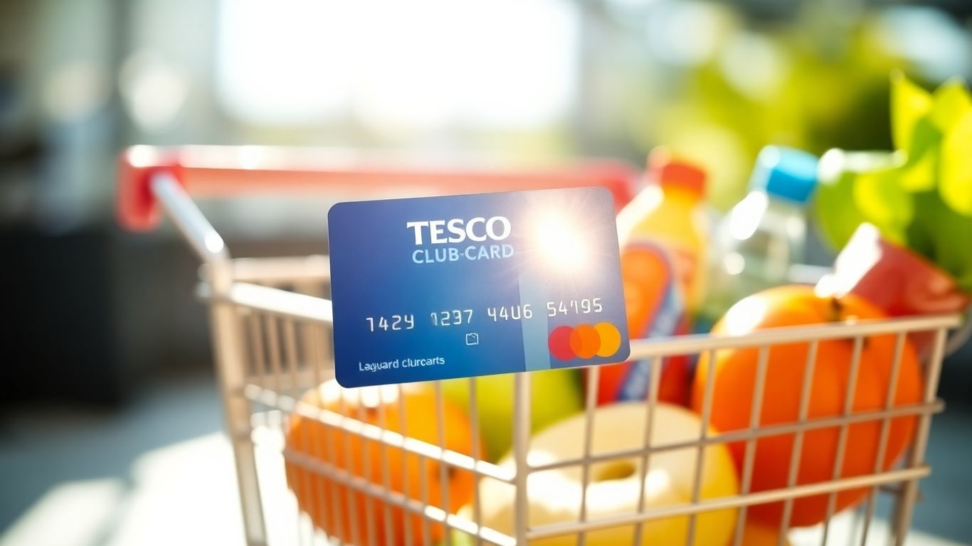 Tesco loyalty card with groceries