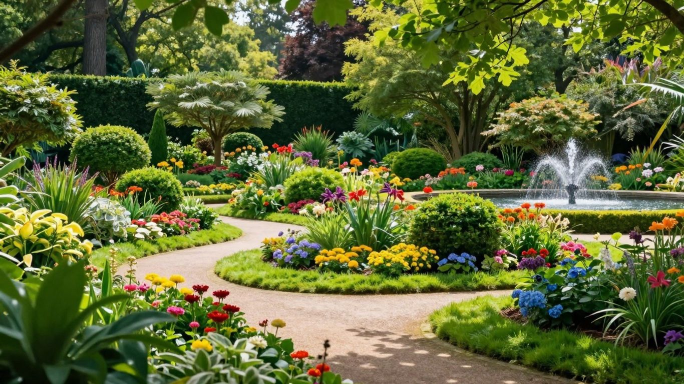 Groene tuinen met bloemen en paden in Apeldoorn.