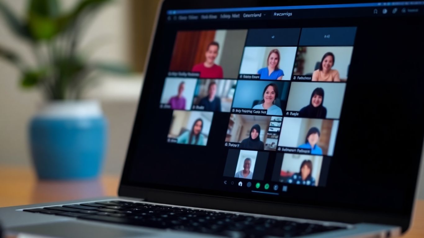 Zoom interface on a laptop screen with video feeds.