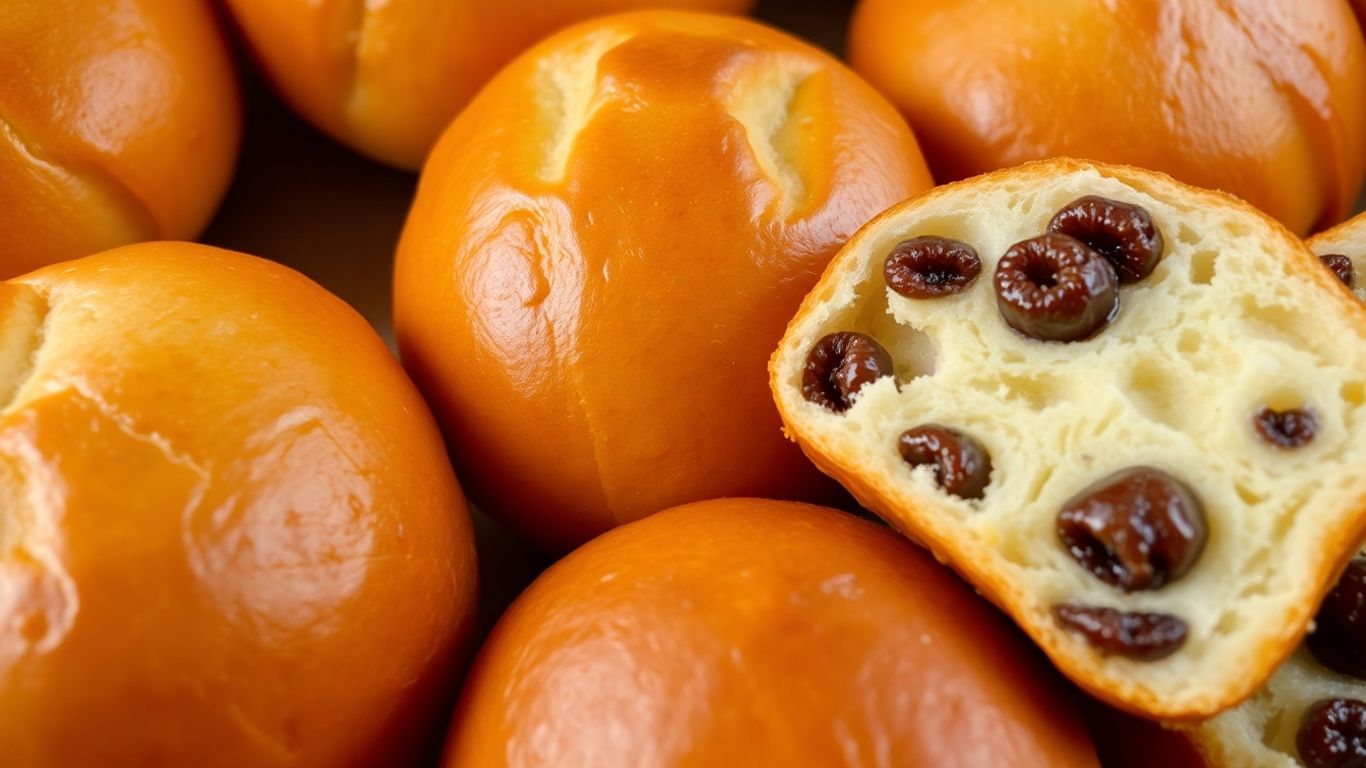 Golden-brown Dutch krentenbollen with raisins