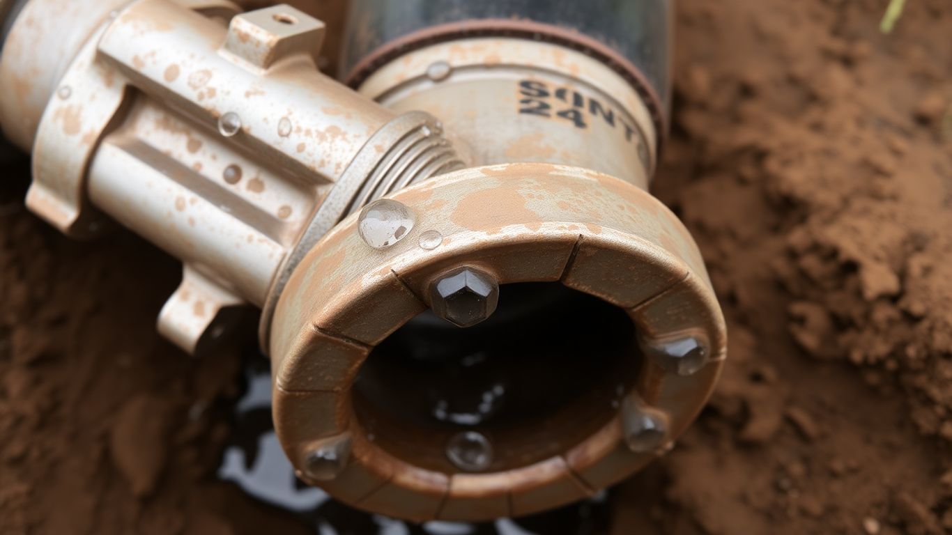 Close-up of a wellhead seal, preventing water intrusion.