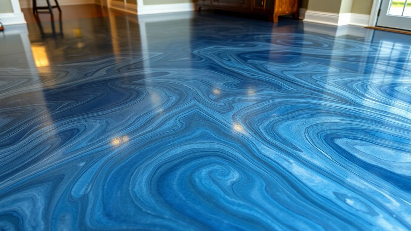Metallic epoxy floor in a high-traffic home area.