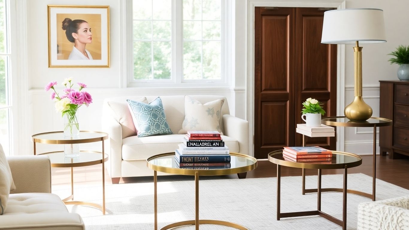 Various round end tables in a stylish room setting.