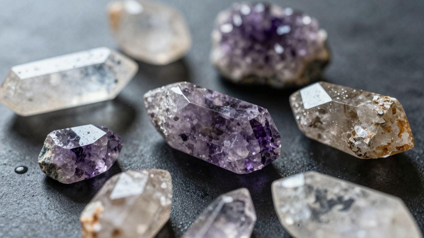 Polished healing crystals being cleansed and charged. art of cleansing and charging crystals