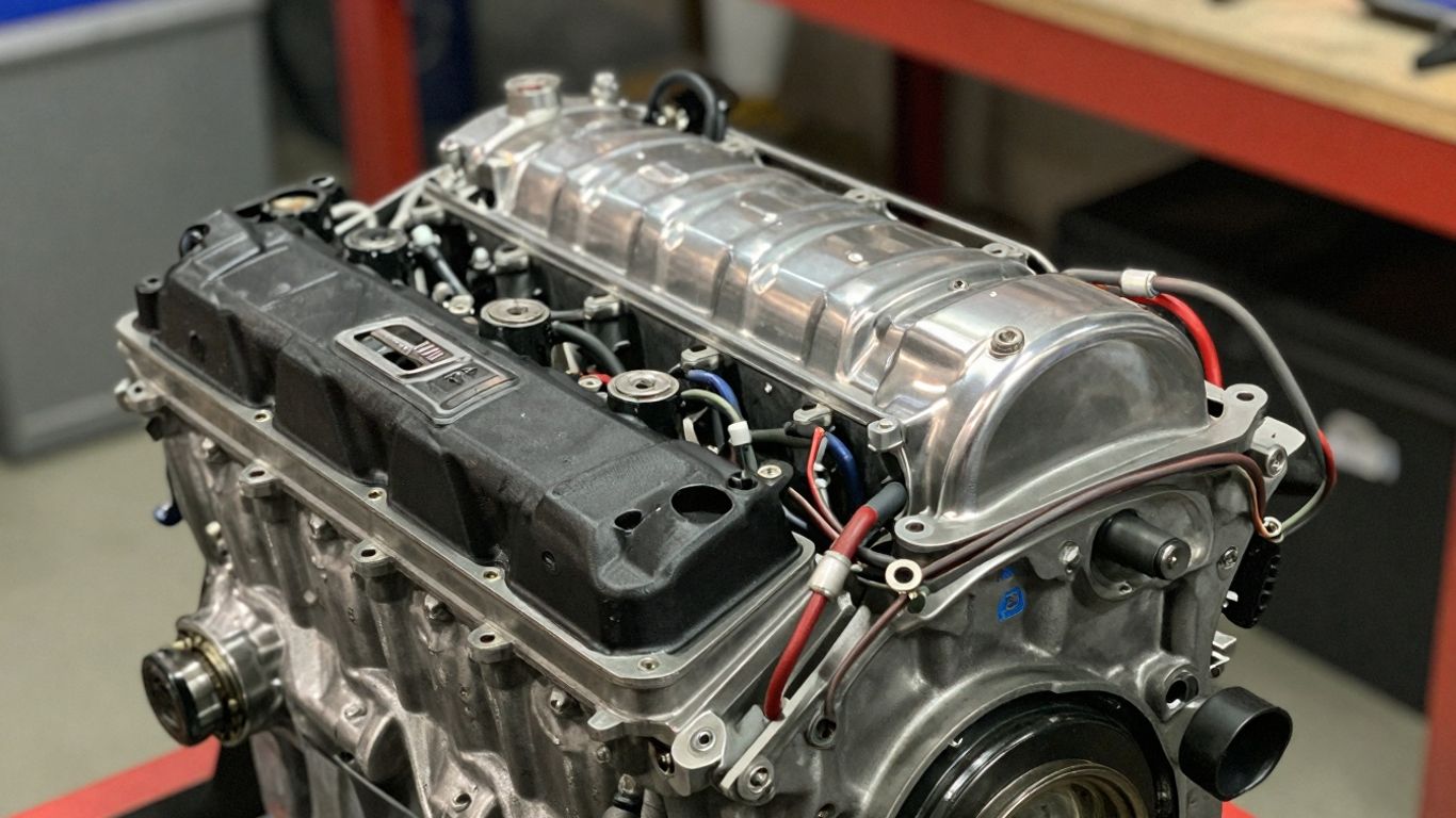 Clean Nissan engine, ready for installation.