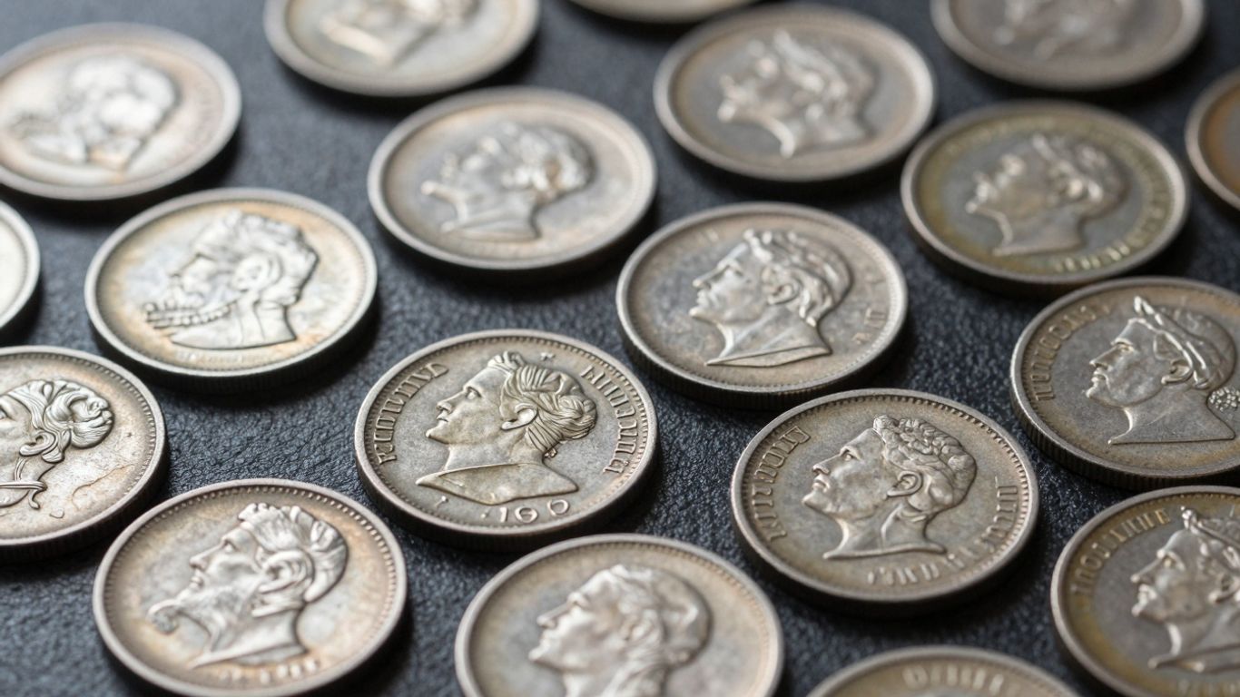 Collection of antique barber coins for sale.