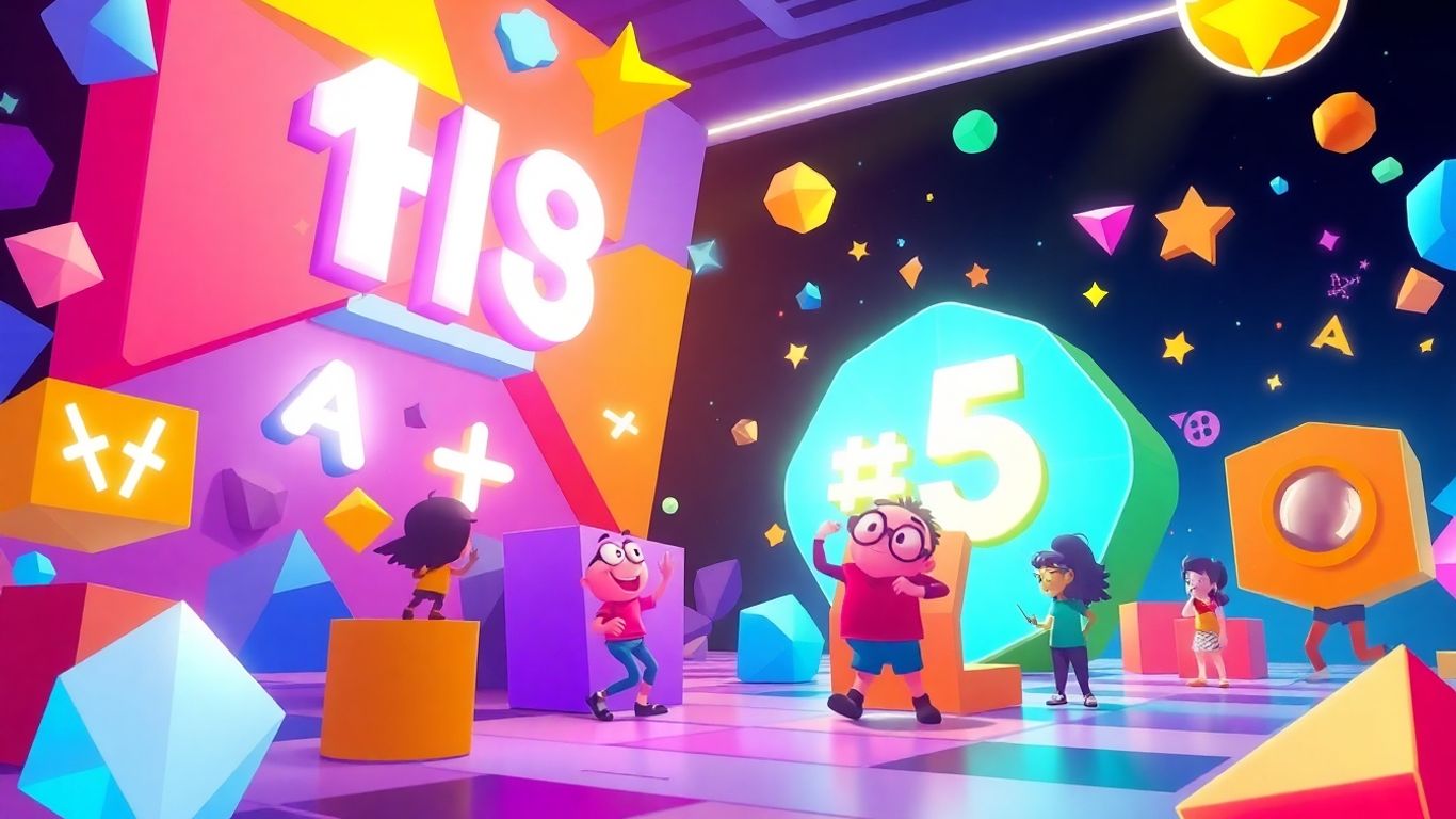 Colorful math game illustration for brainpower.