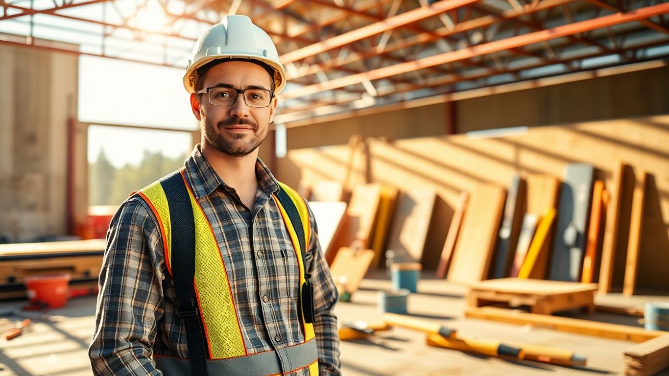 Contractor at a sunny construction site