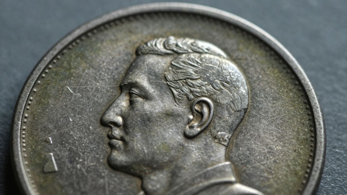 Coin with wear patterns and scratches from handling.