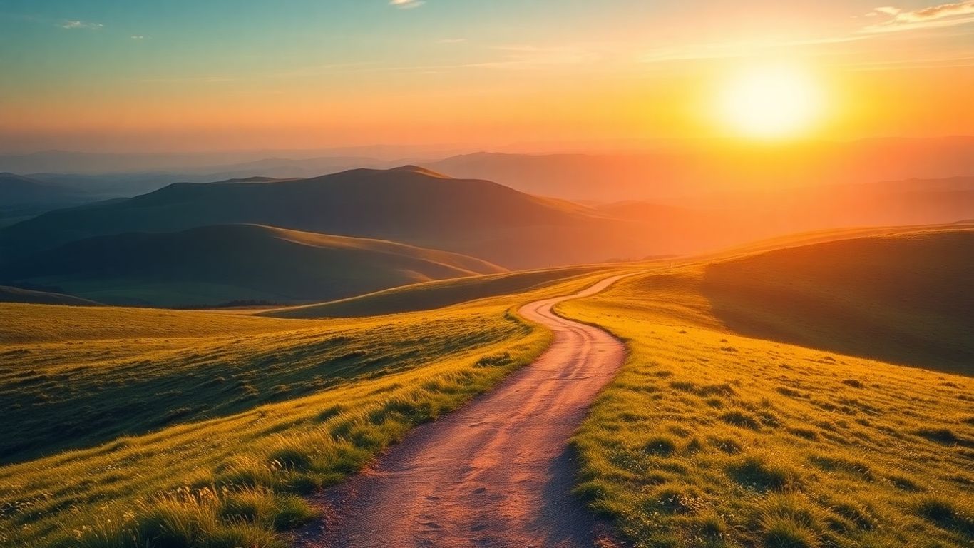 Sonniger Weg mit Hoffnung und Mut