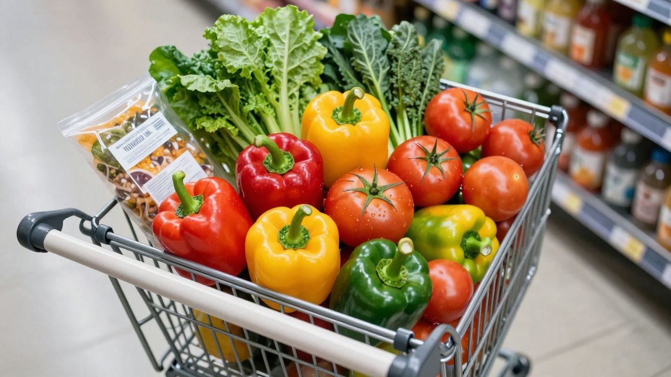 Lidl online boodschappenwinkelwagen gevuld met verse producten.