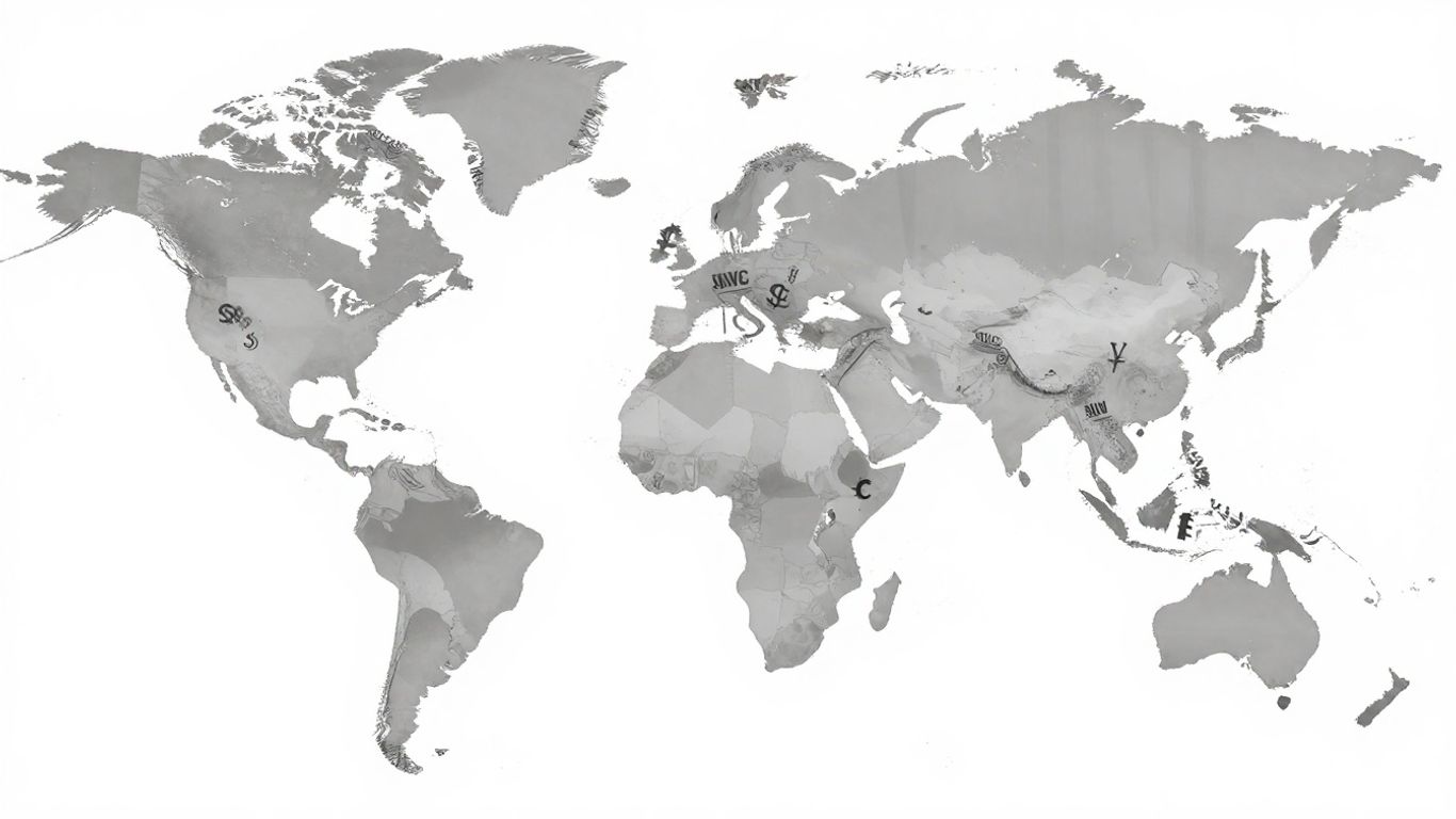 Hărți globale cu prețuri în creștere și simboluri monetare.