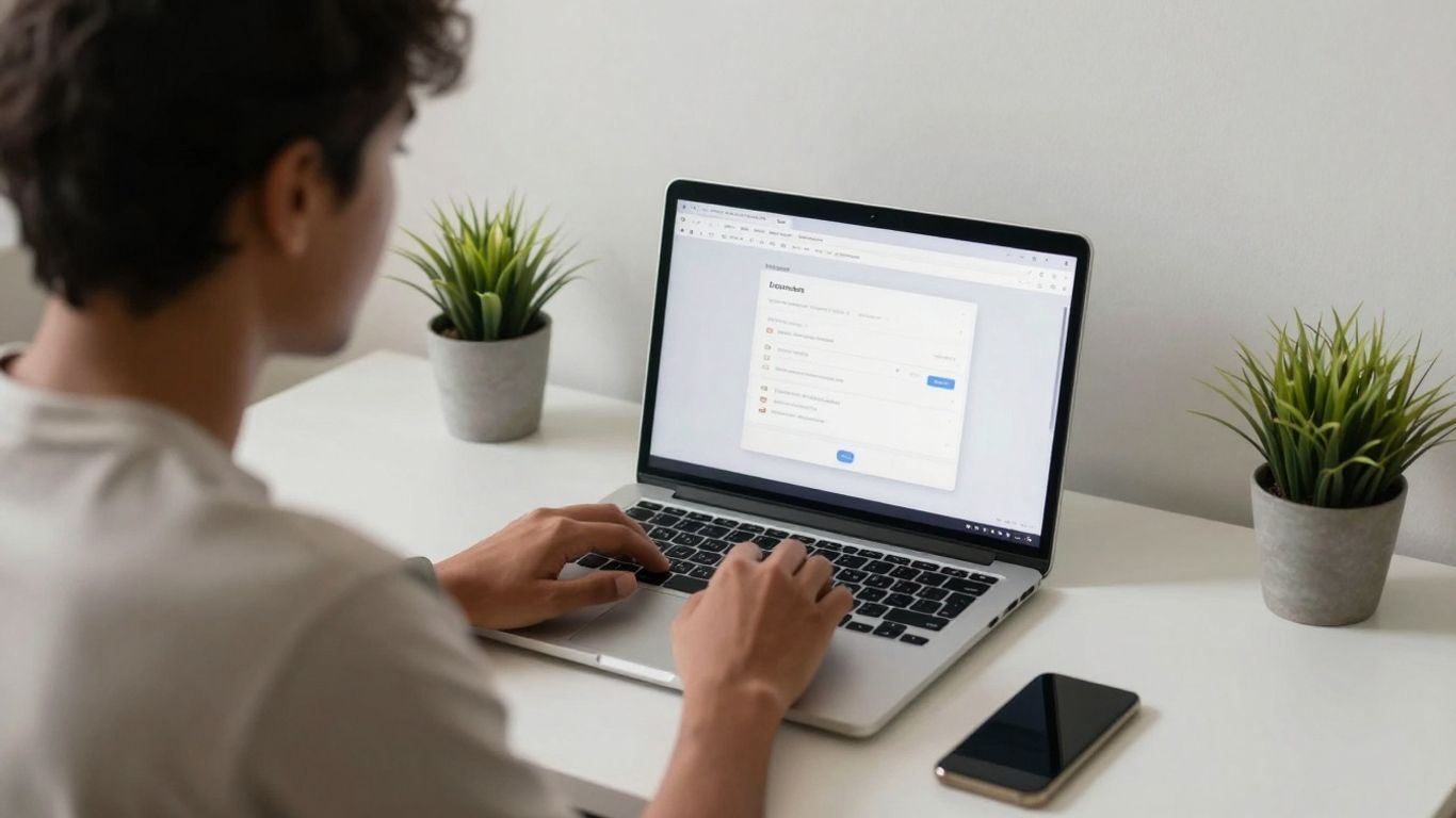 Person working productively on a laptop.