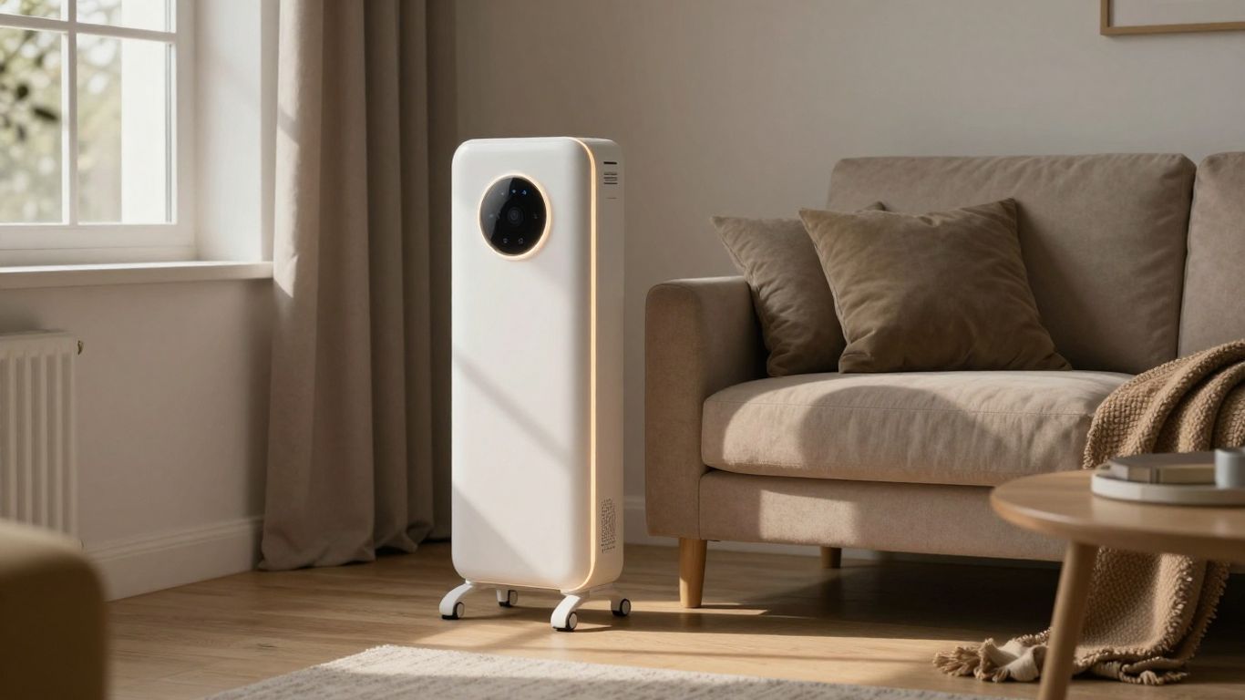 Radiateur électrique moderne dans un salon confortable.