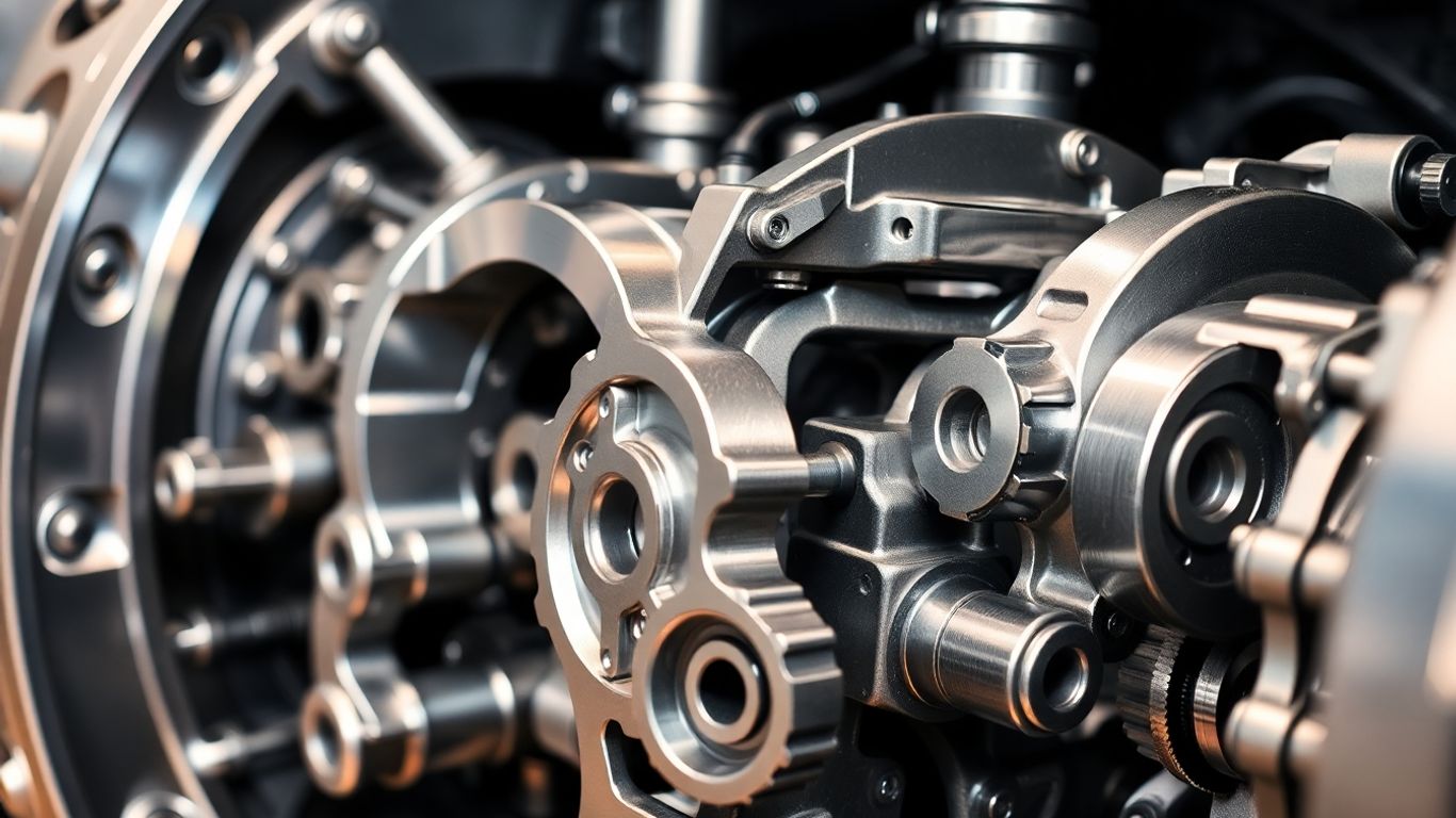 Close-up of advanced automatic transmission gears.