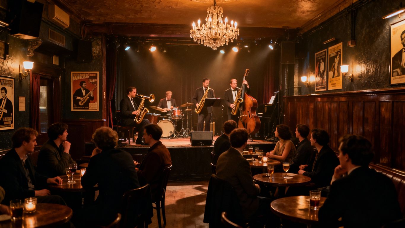 Lively jazz band performing at Camden jazz club