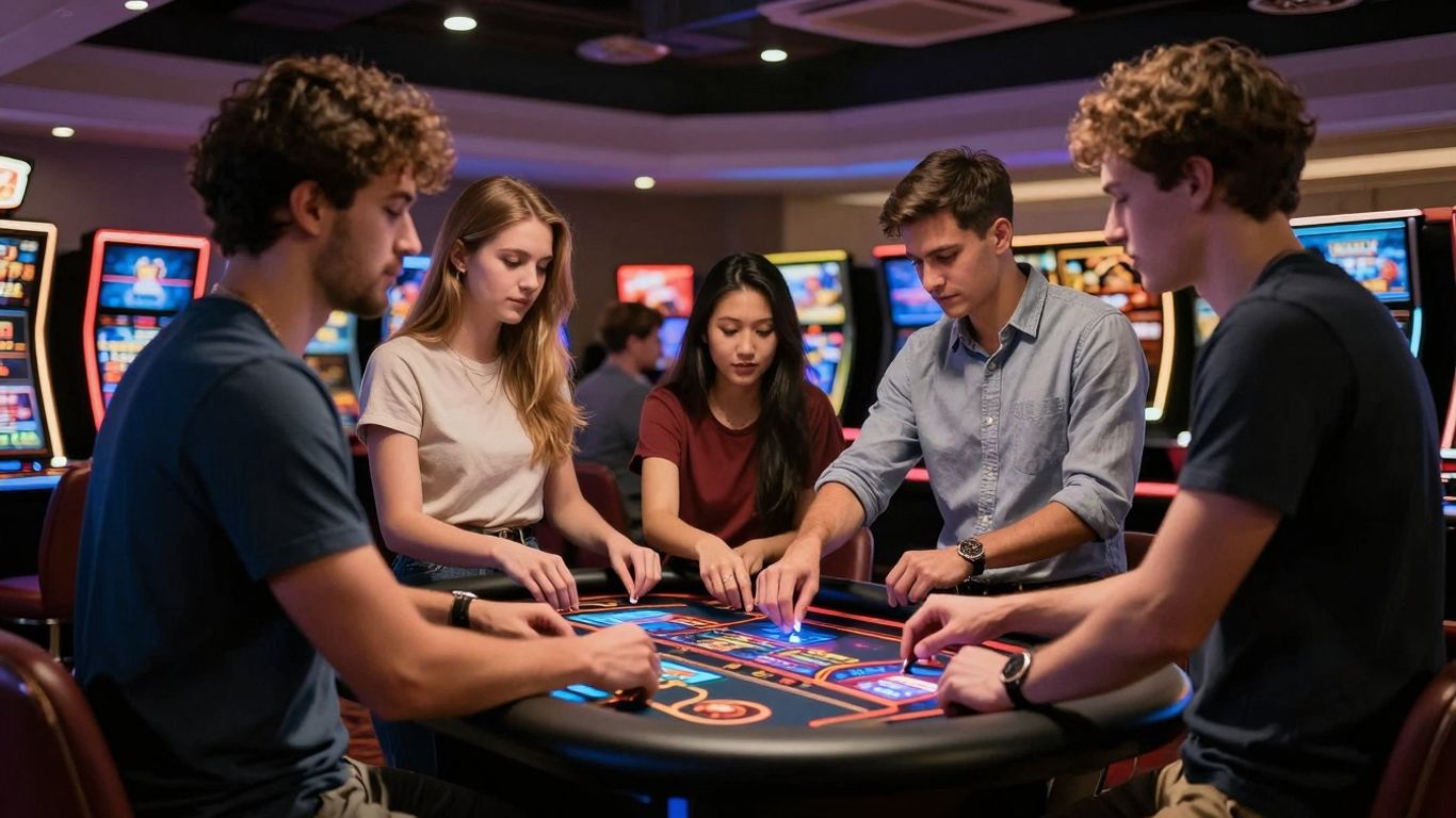 Canadian casino with young adults playing games.