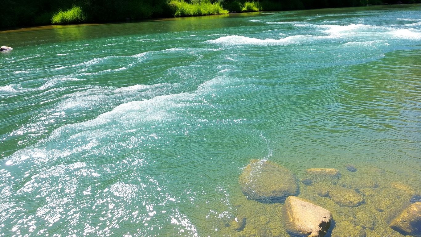 Apă curată curgând într-un râu limpede.