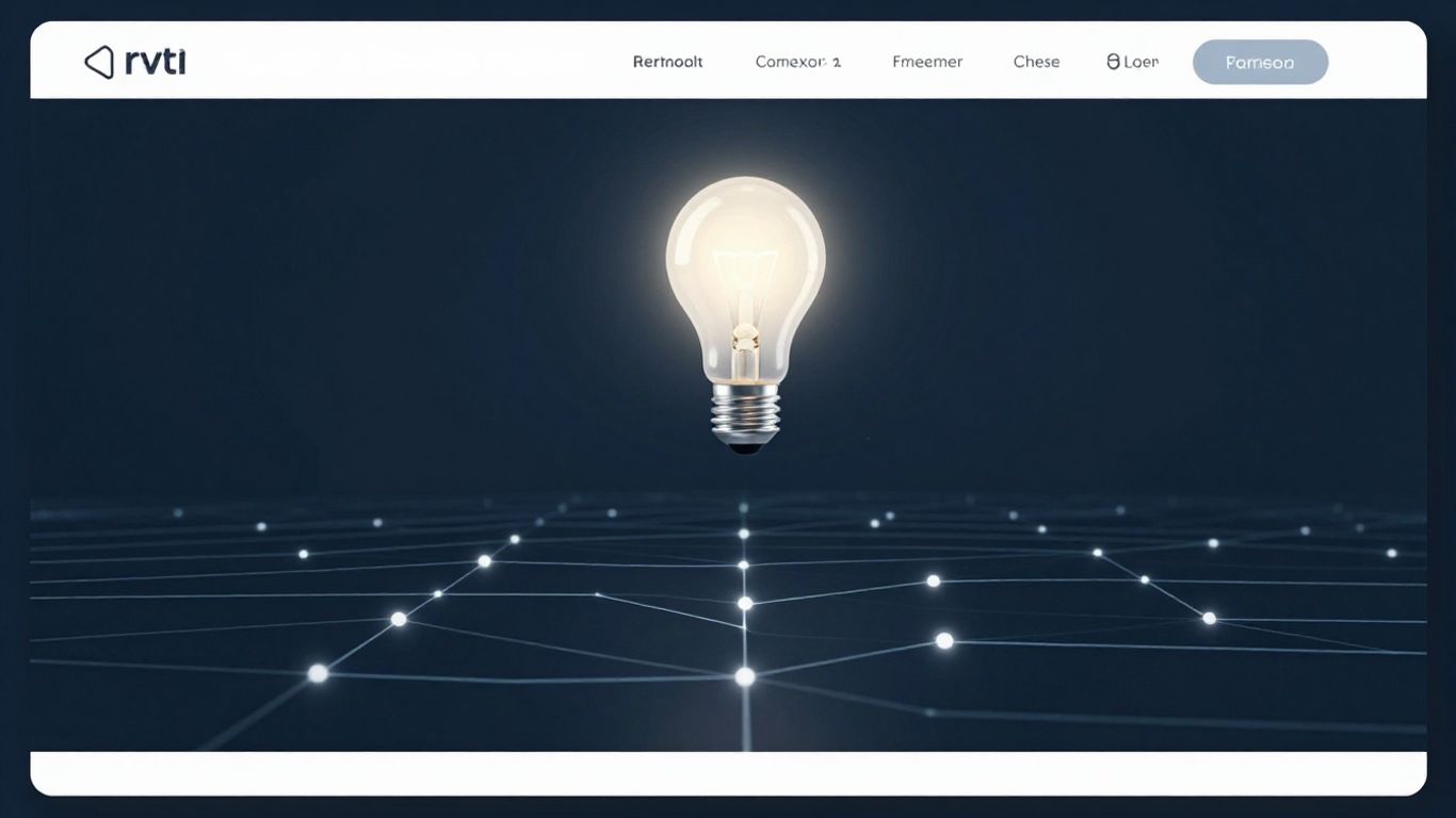 Modern website interface with a lightbulb and digital pathways.