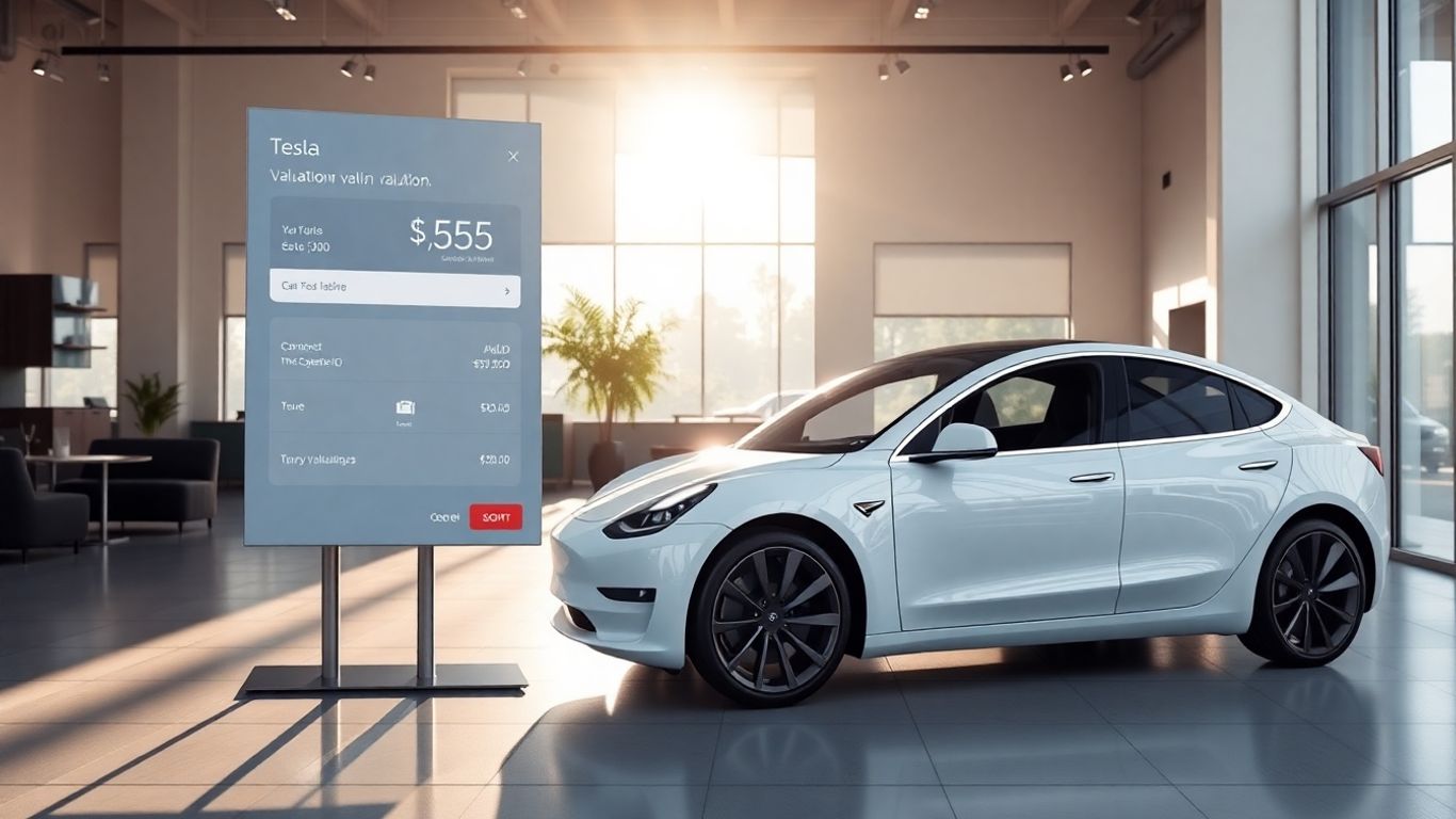 Tesla car and online trade-in valuation screen