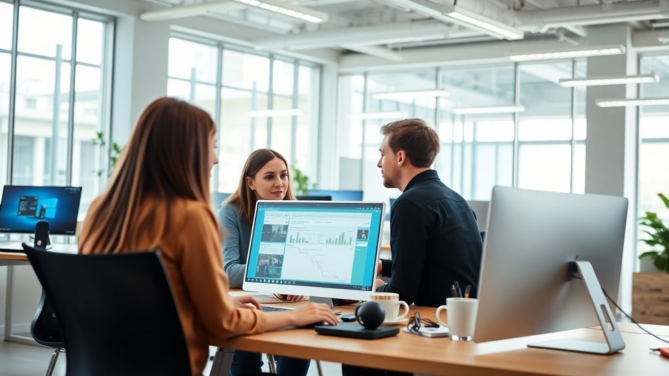 Team working together in a modern office