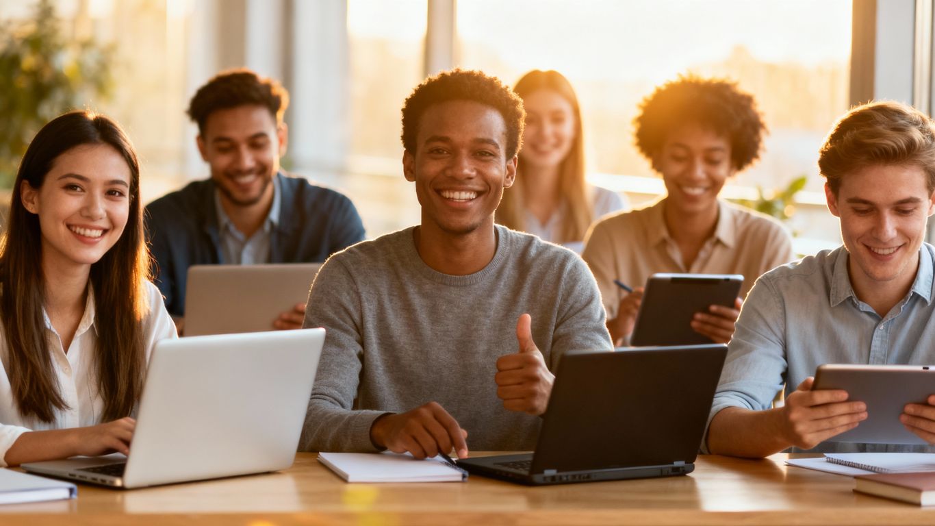 People learning online for professional development.