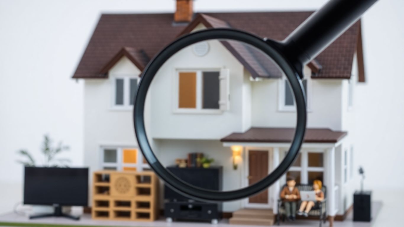 Casa con lupa sobre el contenido, valor sobreestimado.