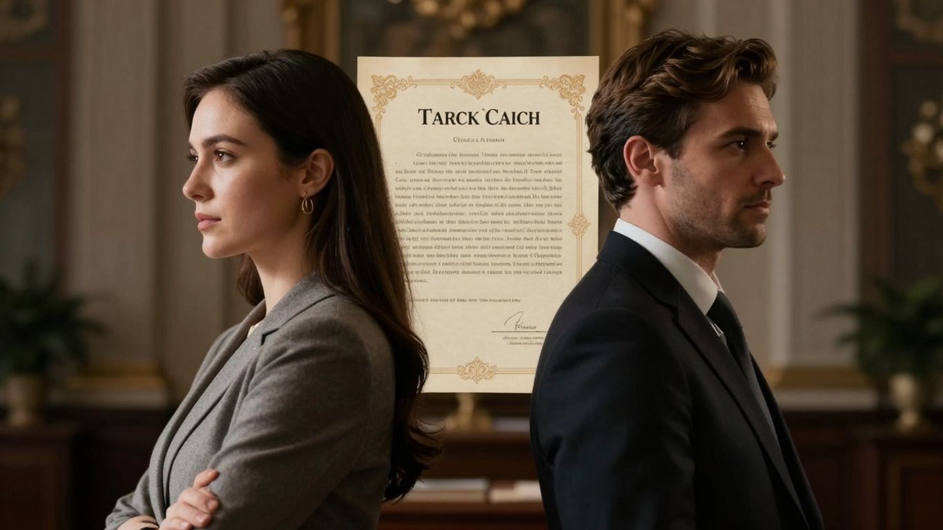 Couple divided by a legal document.